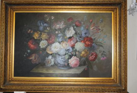 Dutch Oil Painting Flowers Still Life Floral Gilt Frame