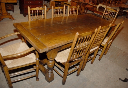 Refectory Table and Set Spindleback Chairs English Farmhouse Abbey