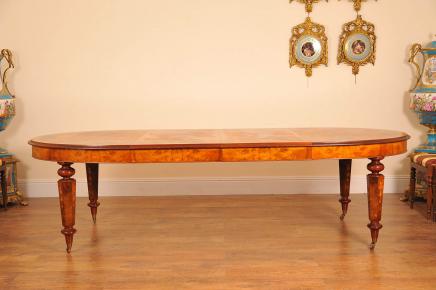 Victorian Dining Table - Extending  Marquetry Inlay Diners