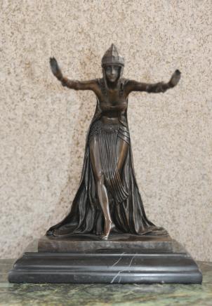 French Art Deco Dancer Bronze Statue by Colinet