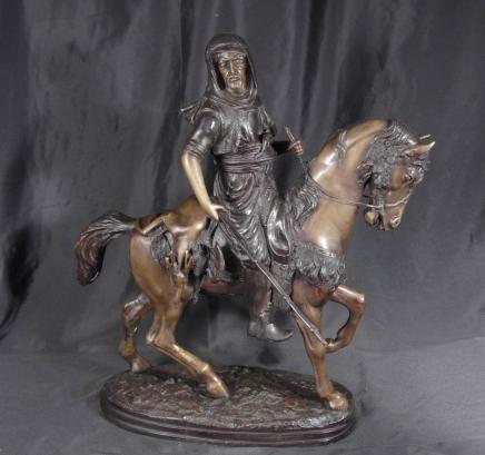 French Bronze Arab Horseback Lawrence Arabian Horse Statue