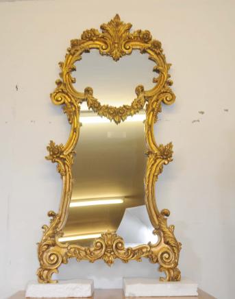 French Rococo Gilt Pier Mirror Glass Mirrors