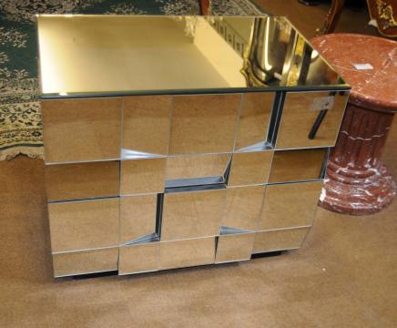Italian Deco Mirrored Chest Drawers Cabinet Cubist