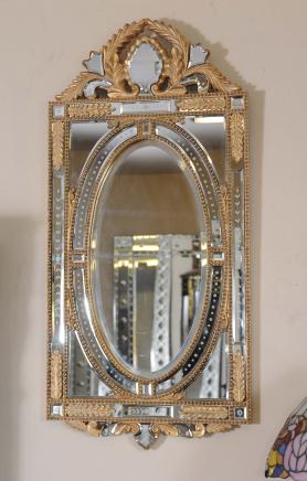 Italian Venetian Glass Mirror 3ft Rococo