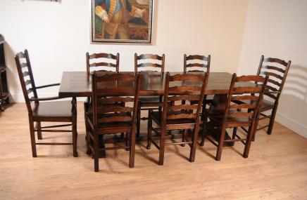 Oak Kitchen Dining Set Ladderback Chairs Refectory Table Suite