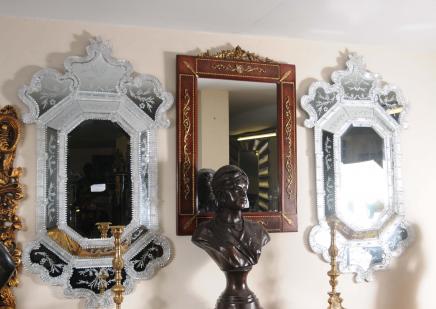 Pair Italian Venetian Cut Glass Mirrors Mirror