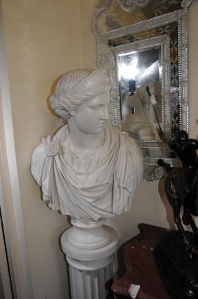 Resin Marble Bust Roman Maiden Empress Statue Classic Art