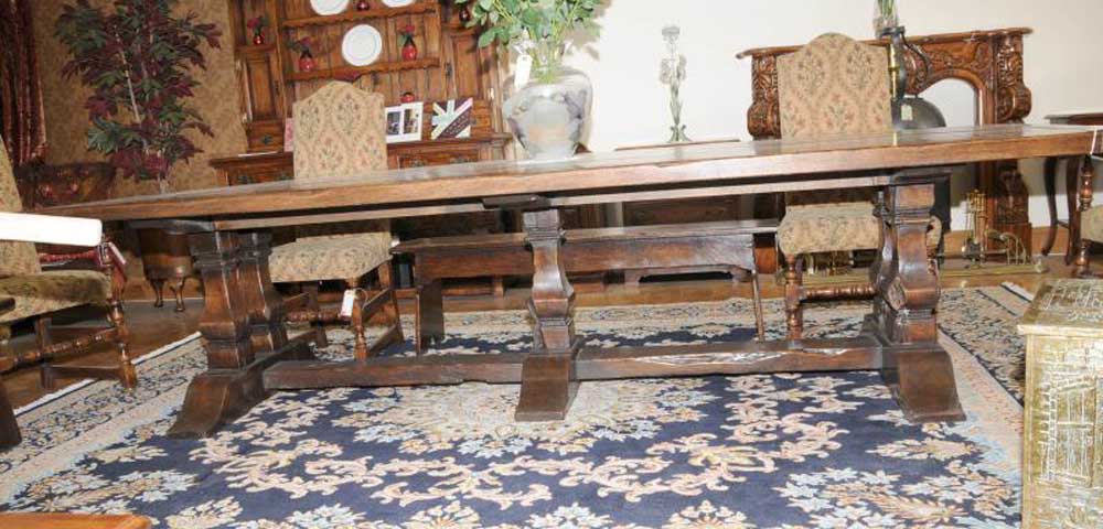 10ft Mead Oak Trestle Refectory Dining Table