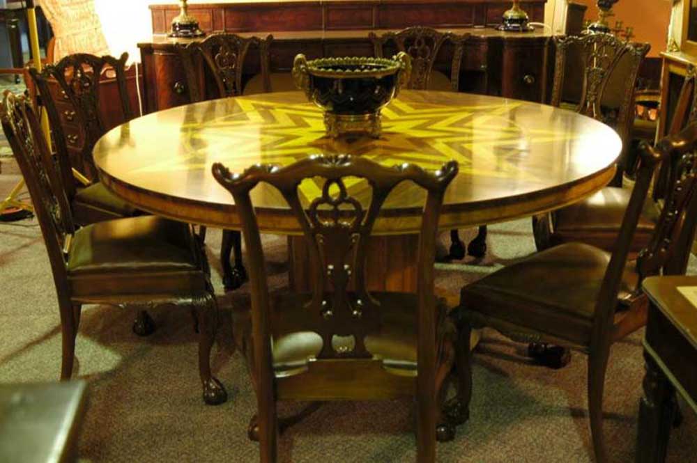 6ft Art Deco Inlay Round Dining Table Tables