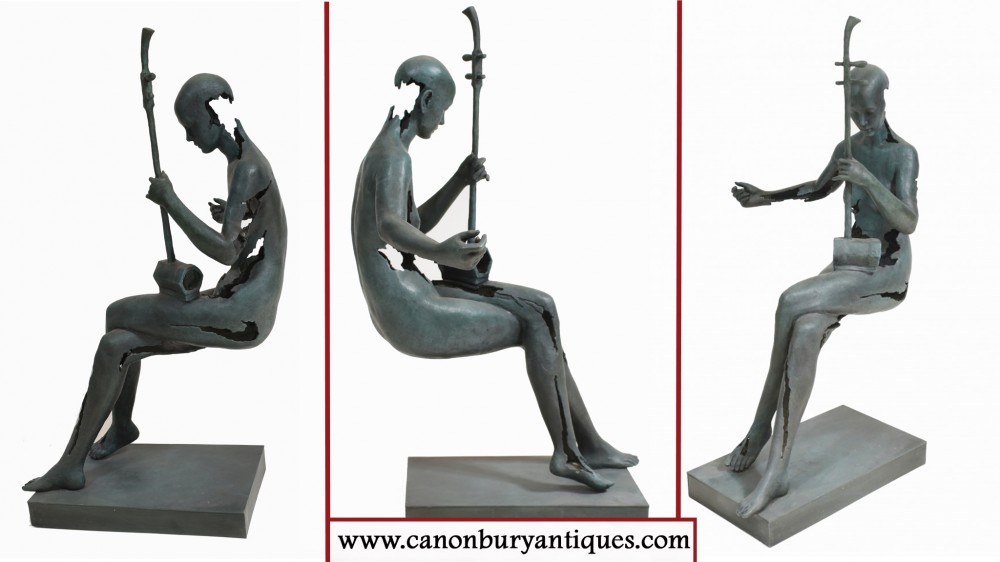 抽象艺术雕像女性音乐家雕塑青铜