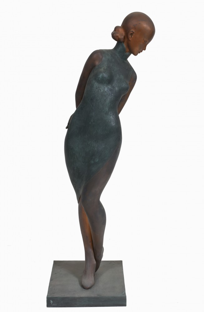 新艺术运动女性雕像高女孩雕像铸件
