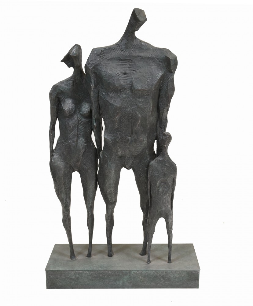 Bronze Familienfigur Modernistische Abstrakte Kunst Statue Giacometti