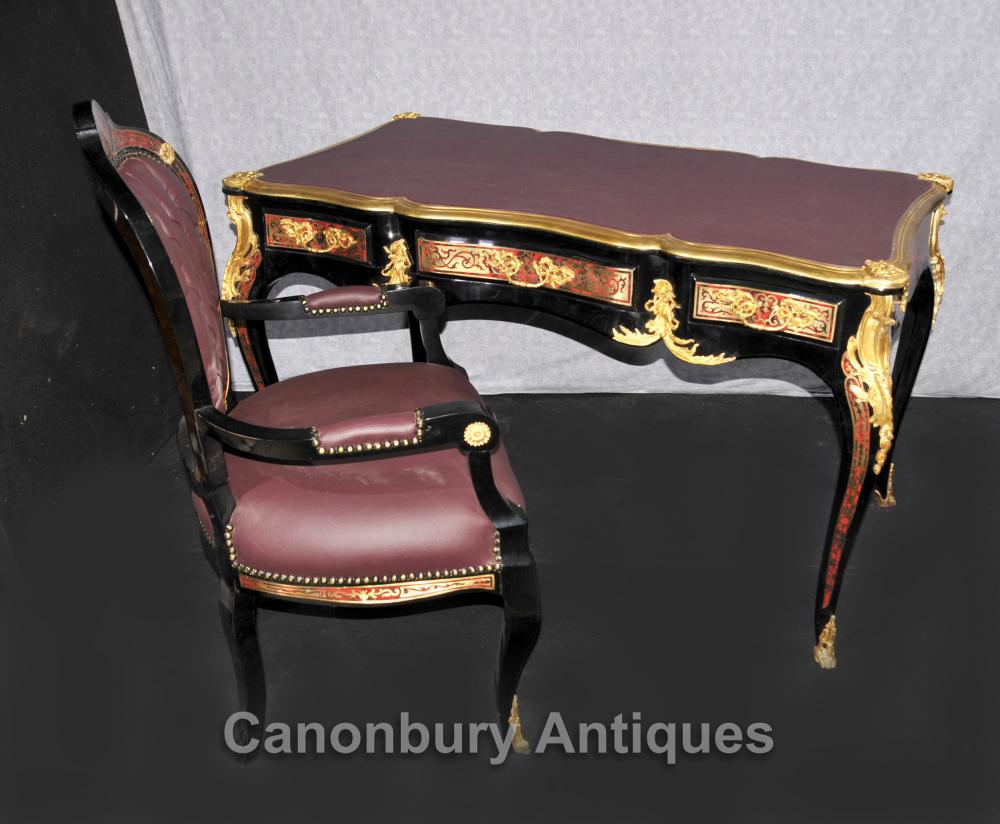 French Boulle Desk and Chair Set Writing Table Bureau ...