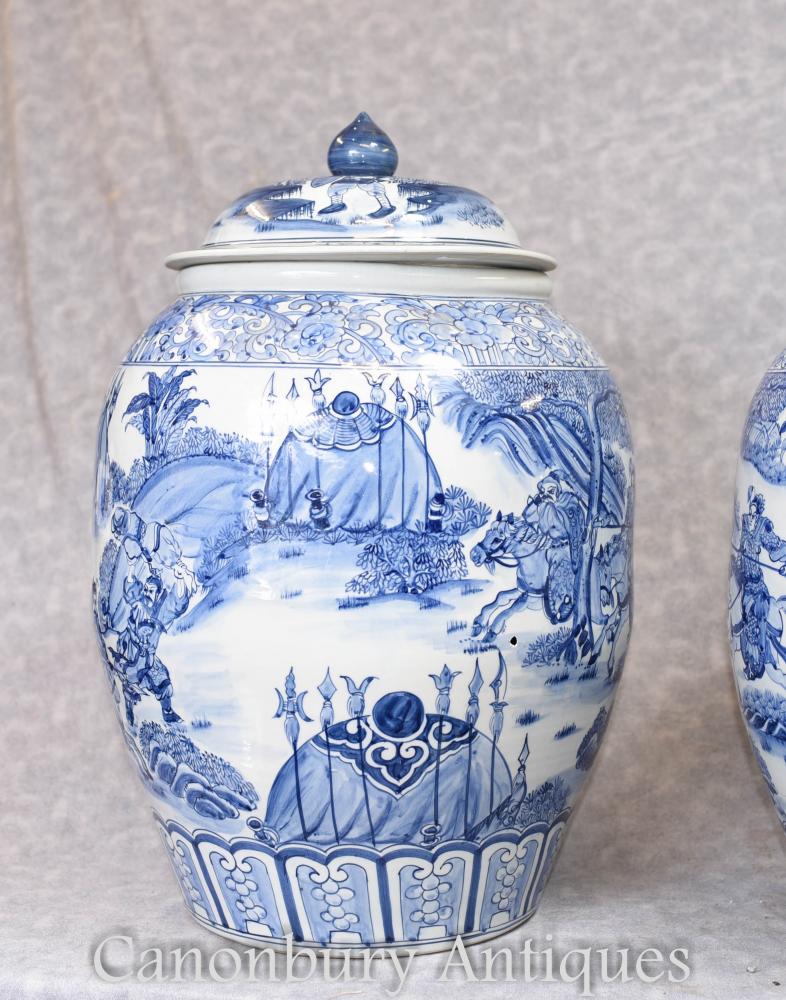 Large Blue and White Porcelain Urns Vases Pots Kangxi