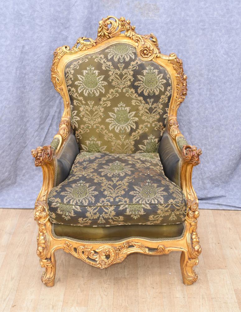 Pair Louis XVI Gilt Arm Chairs Fauteuils French Interiors
