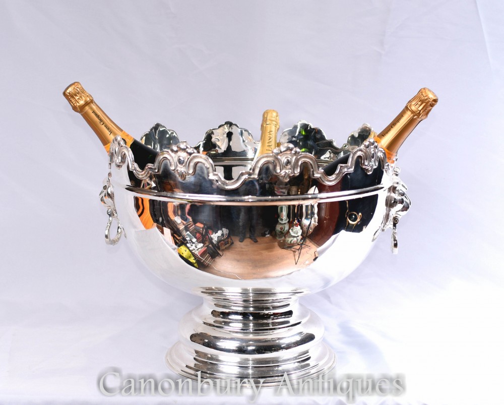 Wine Cooler ~ Bar Punch Bowl Silver Plated Ice Bucket ~ Champagne 