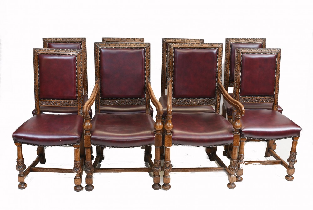 一套橡木餐椅英国古董农舍家具