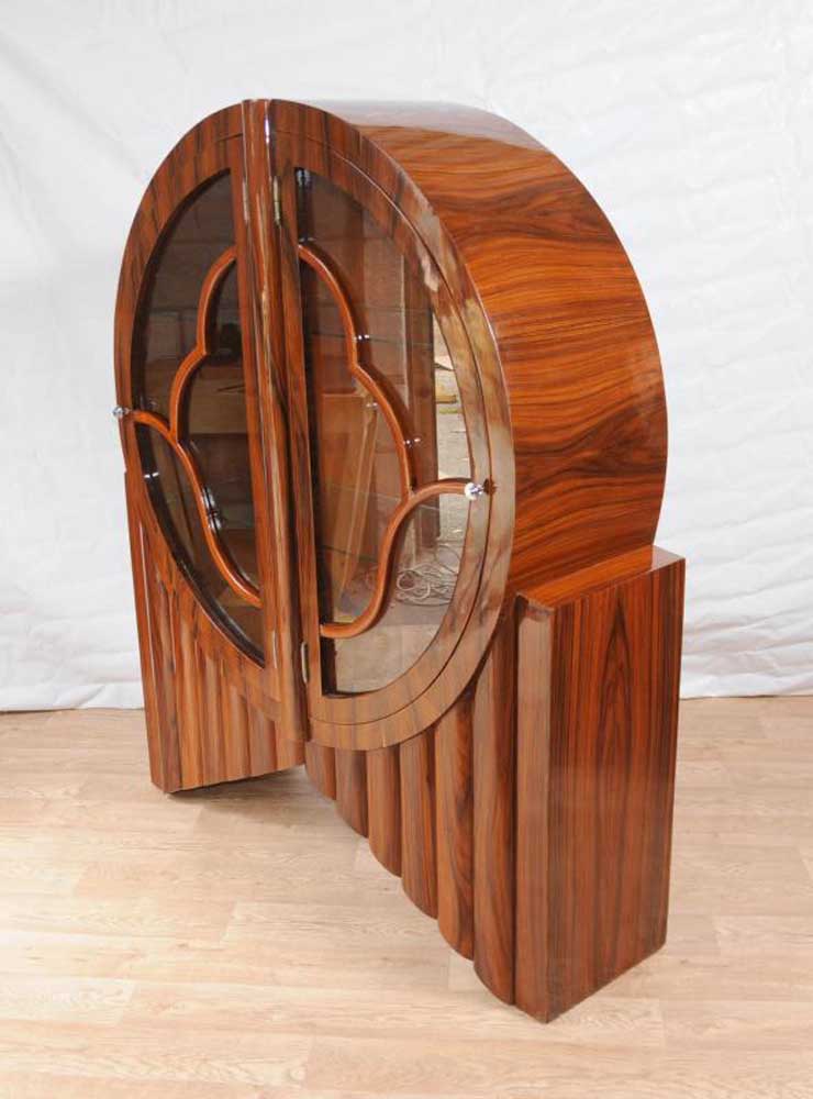 Art Deco Display Cabinet Bookcase Rosewood Vintage Furniture Design