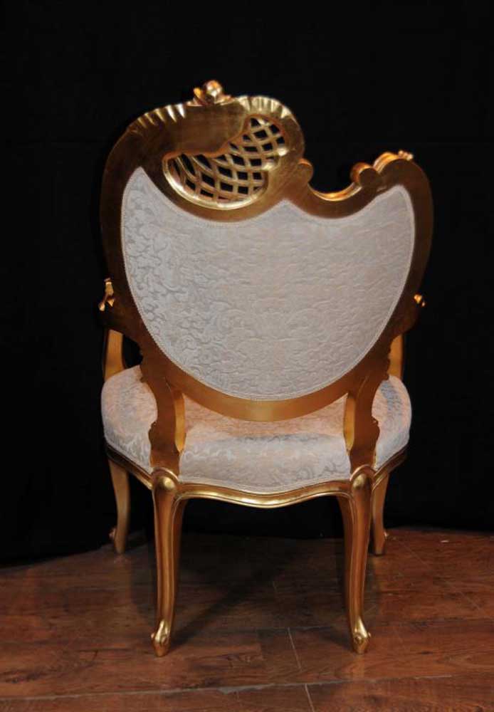 Pair French Rococo Louis XV Arm Chairs Armchair Fauteil Gilt
