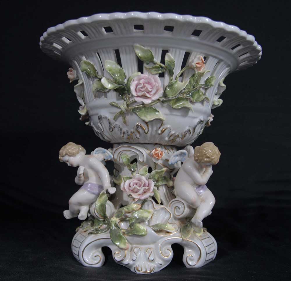 Pair German Meissen Porcelain Cherub Bowls > Dresden Saxe