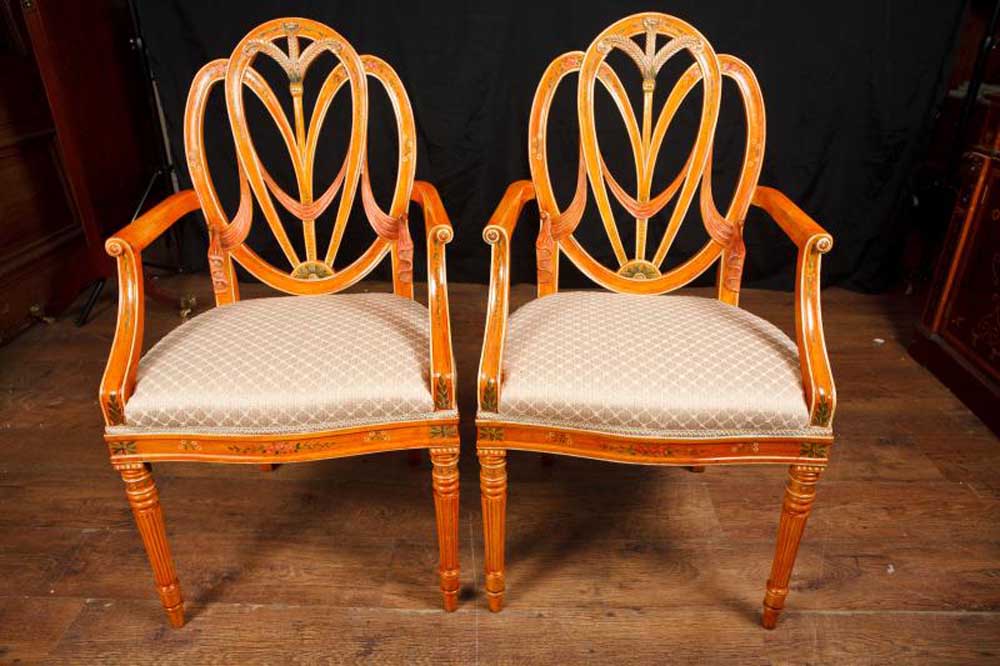 Pair Hepplewhite Arm Chairs Dining Chair Furniture Regency