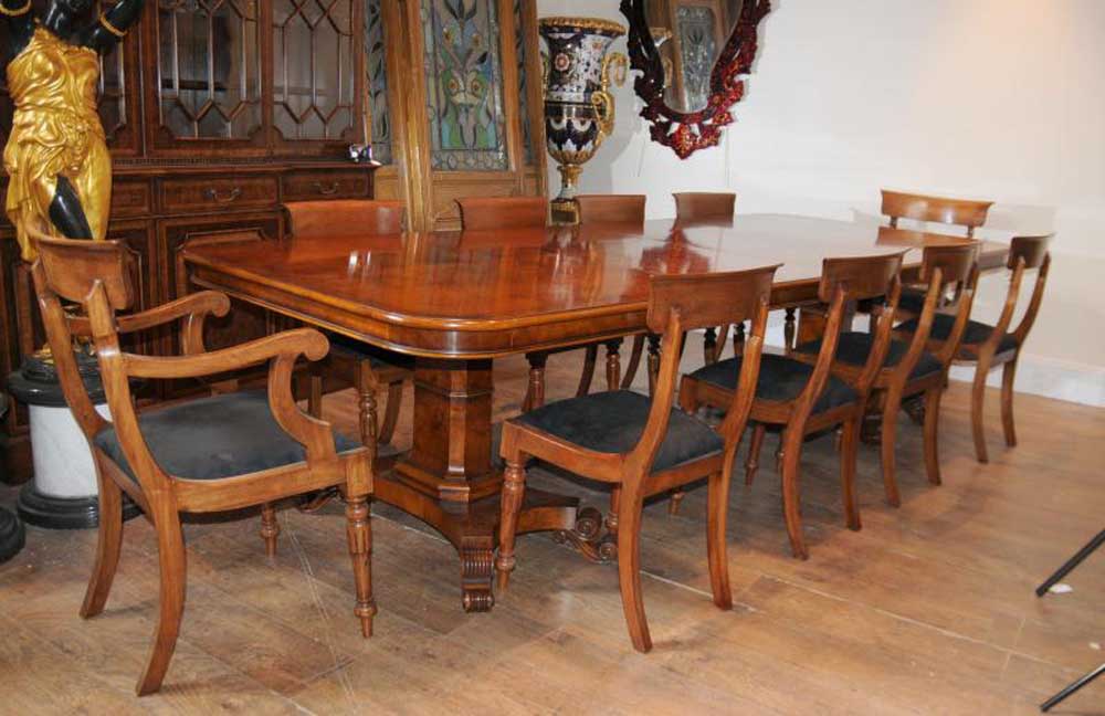 Walnut Regency Dining Table & Chairs Set Suite