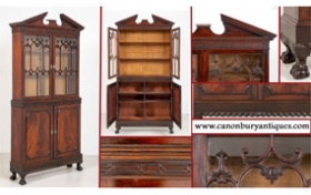 Chippendale Bookcase Cabinet - Antique Mahogany 1860




 


















