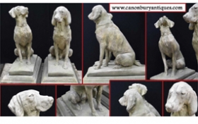 Pair Large Stone Guard Dogs Hounds - English Garden Gatekeepers






















