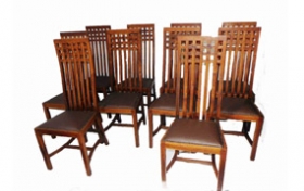 Set 10 Arts and Crafts Dining Chairs 

















 
