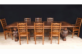 Oak Refectory Dining Table and Ladderback Farmhouse Kichen Set










