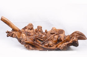 Carved Chinese Wise Men Statue Circa 1900 














