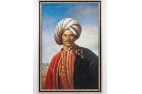 Victorian Oil Paint Sultan Portrait - Arabia Male Painting



















