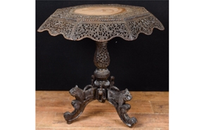 Antique Burmese Octagonal Side Table Hand Carved
















