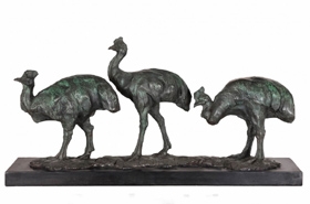 Bronze Trio Ostrich Birds - Ostriches Statue Casting



















