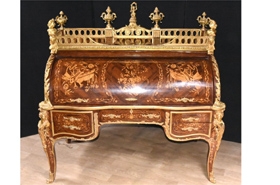 Bureau De Roi - French Roll Top Desk Louis XV Monumental















