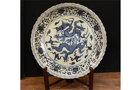 Chinese Blue and White Porcelain Plate Dragon Plaque




















