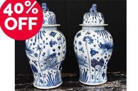 Chinese Ming Ginger Jar Urns - Blue and White Porcelain


