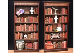 Pair Mahogany Open Front Bookcase - Regency Sheraton Bookcase




 