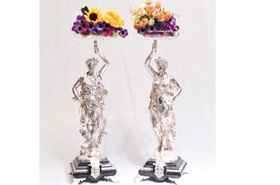 Pair Bronze Figurines by Gregoire - Silver Plated Comports Statues


 
