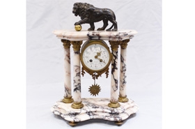 Antique Mantle Clock - French Marble Sunburst Pendulum 1890



