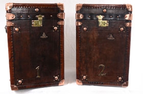 Pair Leather Trunks - Steamer Trunk Luggage Side Tables





 


