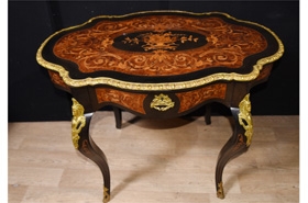 Antique French Desk - Shaped Centre Side Table Inlay







