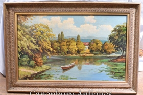 Antique French Oil Painting - Signed Impressionist Landscape




