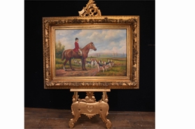 Fox Hunting Oil Painting Ready for The Hunt Gilt Frame

















