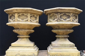 Gothic Stone Garden Urns - Octagonal on Pedestal Base 












