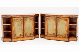 Pair Satinwood Antique Cabinets - Sideboard Credenza








