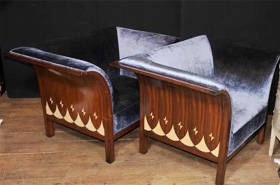 Pair Art Deco Club Chairs - Chair Mahogany 

 