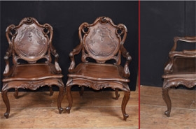 Pair Art Nouveau French Hard Wood Arm Chairs











 


