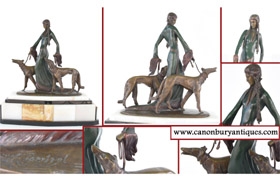 Art Deco Bronze Aristocrats Borzoi Dogs Figurine















 


