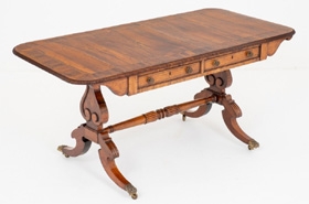 Regency Library Table Antique Rosewood Desk














